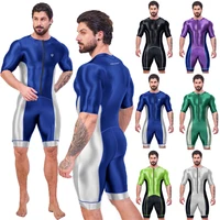 AMORESY Men Glossy Shiny One Piece Triathlon Swimming Running Overalls Road Mountain Bodysuit Racing Cycling Tracksuits Jumpsuit 1