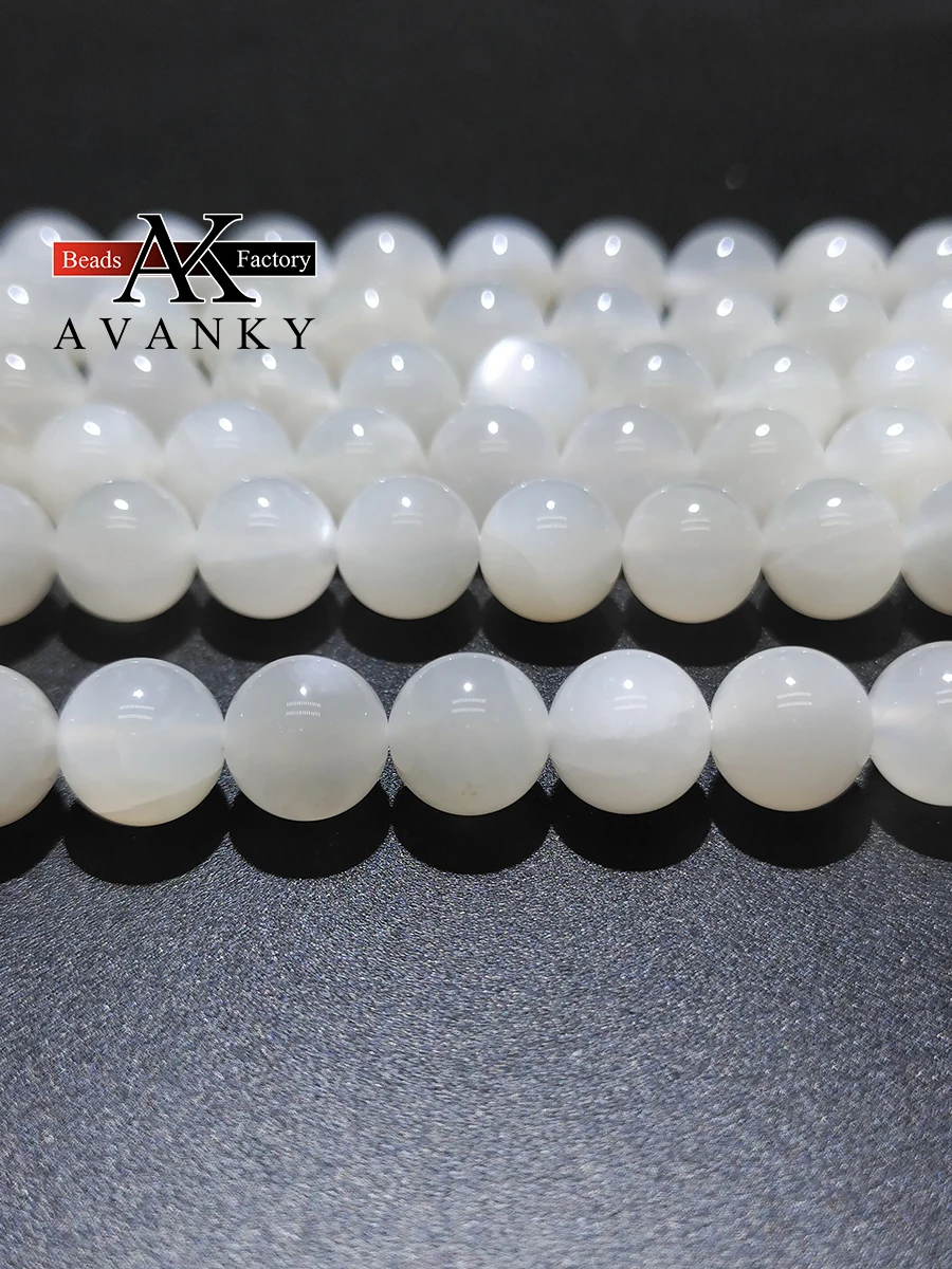 6-10mm Natural Gem Stone White Moonstone For Jewelry Making Faceted Round Spacer Beads Diy Bracelets Necklace Accessories 15