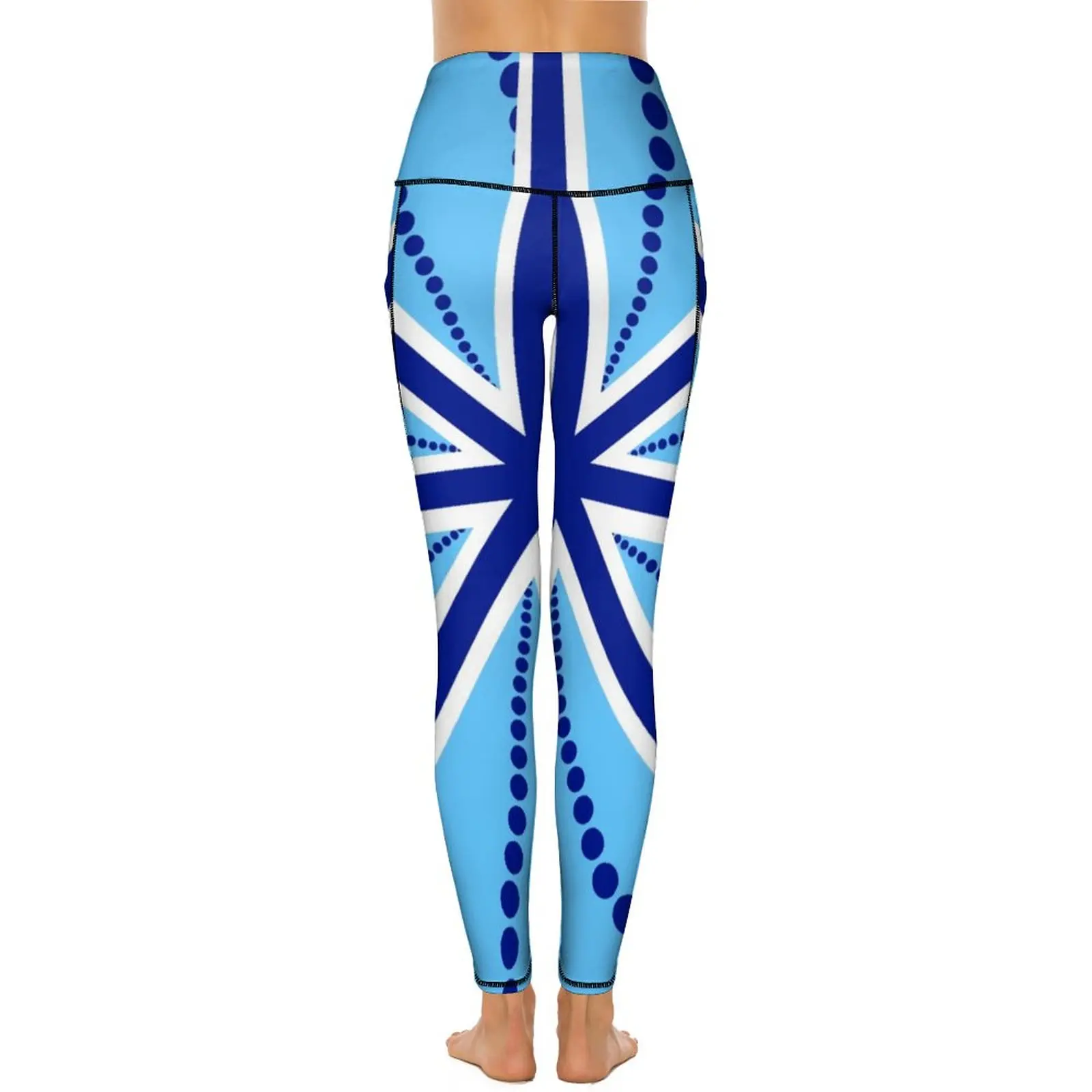 Stripes And Dots Yoga Pants Pockets Blue Flag Print Leggings Sexy Push Up  Retro Yoga Sports Tights Quick-Dry Graphic Gym Leggins