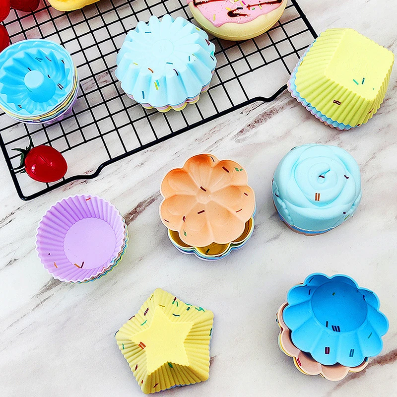 New Silicone Mold Cupcake Reusable Cake Molds Muffin Nonstick Heat