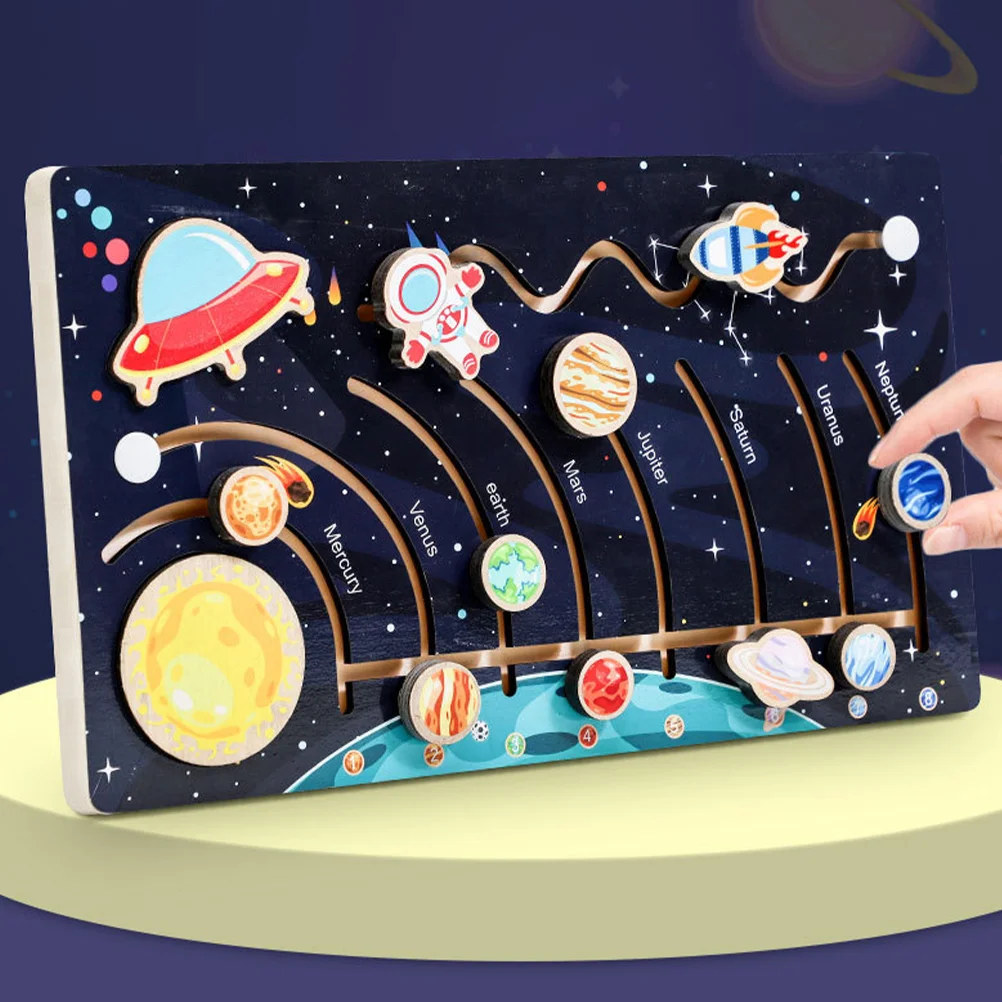 

1 Set Solar System Toy Develop Fine Motor Skill Space Toy Montessori Wooden Planet Puzzle Toy