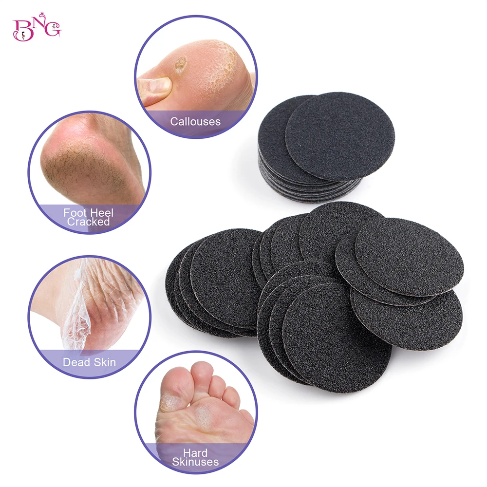 60pc Foot Pedicure Disc Set Callus Remover Feet Replaceable Sandpaper Dead Skin Removal Smart Pedicure Nozzles Professional 25mm