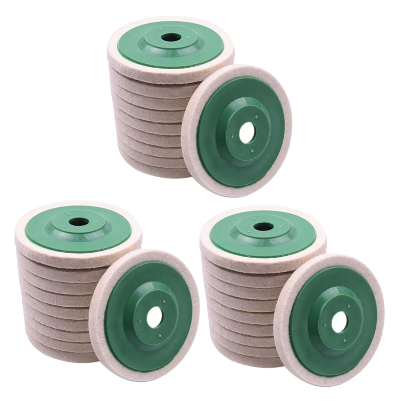 

30Pcs 100Mm 4 Inch Wool Buffing Round Polishing Wheels Pads Polisher Wheels