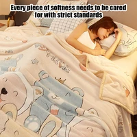 Velvet Bed Sheet Cartoon Bear Thickened Winter Warm Blanket Version Bed Cover Queen King Bedspread Home Decor Coverlid 2