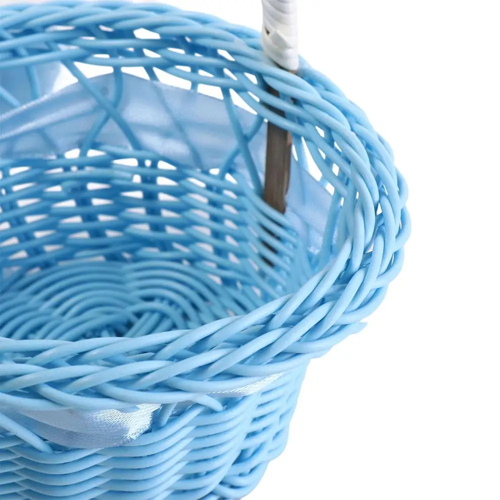 Imitation Rattan Round Small Flower Basket Pink/Purple/Orange/Blue/Yellow Decorative Woven Hand-held Flower Basket with handle 5