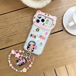Charming 3D Cartoon Girl Phone Case with Chain - Shockproof Cover - iPhone 15 (Phone Case2)
