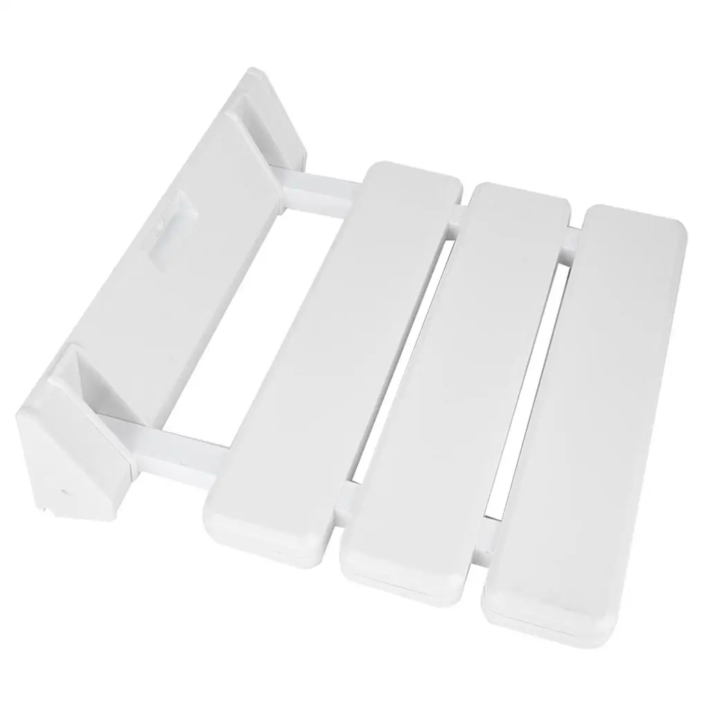 Wall-Mounted Drop-leaf Shower Seat Aluminum Alloy Stool Elderly Space-Saving White Shower Bench Sauna Room Use 5