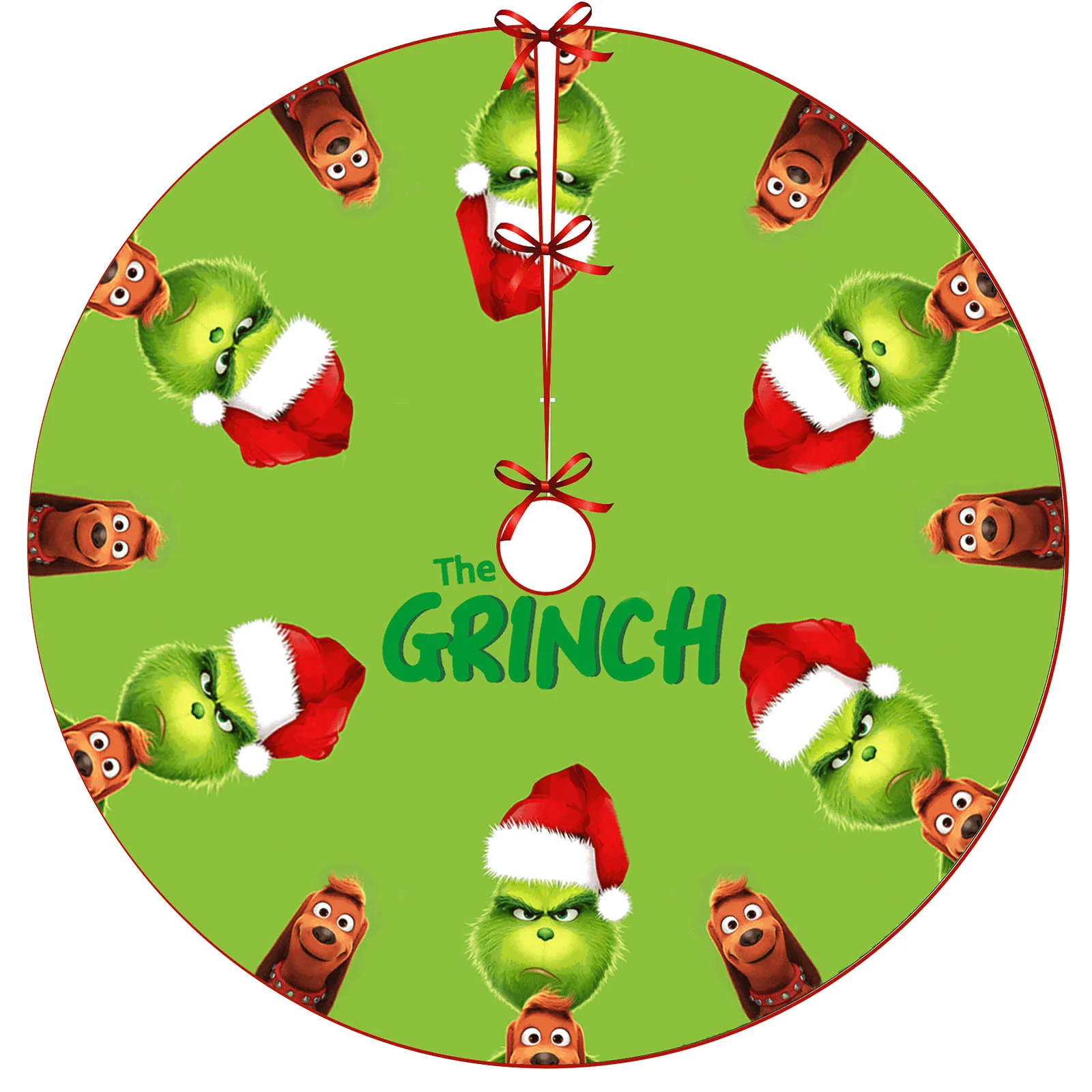 Christmas Tree Skirt Red & Green Merry Christmas Tree Skirt Collar Soft Xmas Holiday Decoration Gift Party Favors