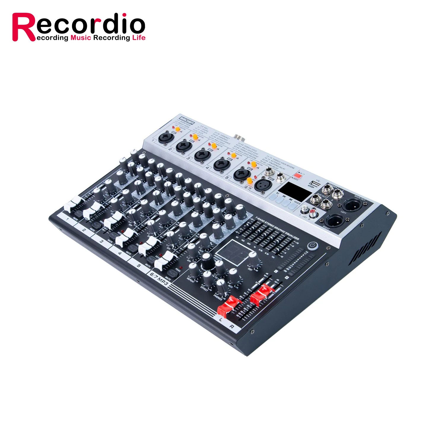 GAX-KS70 Recordio 프로페셔널 99dsp 이펙트 7채널 오디오 믹서 디지털 리버브 Mp3 BT 레코딩 오디오 믹싱 콘솔