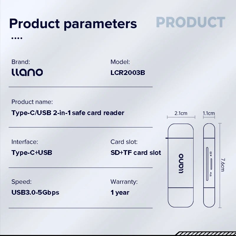 LLANO C타입 USB 3.0 SD TF 마이크로 SD 메모리 카드, PC, 휴대폰, 태블릿과 호환 가능