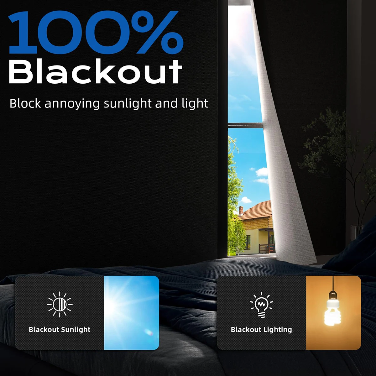 100% Blackout Curtain Removable Portable Travel Blocking Darkest Window Film Cloth Temporary DIY Blackout Curtains