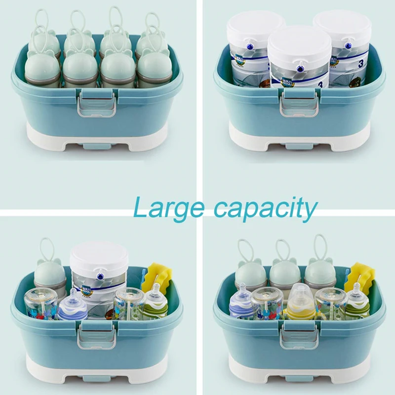 Portable Baby Bottle Drying Rack with Cover Portable Nursing Bottle Storage Box Dinnerware Organizer for Kitchen Outdoor Travel baby bottle drying rack