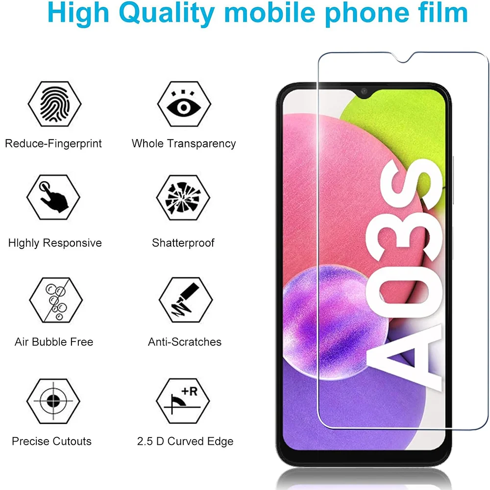 3PCS gehärtetes Glas für Samsung Galaxy A02 A22 4G A32 5G A72 Displayschutzfolie auf Samsung A03 A23 A33 A53 A04 A14 A24 A15 Glas – Detail 2