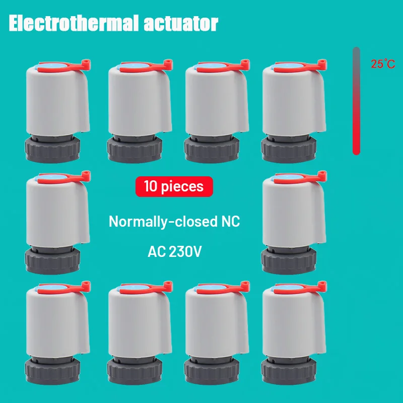 10Ps Ac 230V Normaal Gesloten Nc M 30*1.5Mm Elektrische Thermische Actuator Ip45 Voor Vloerverwarming Trv Thermostatische Radiator-Klep