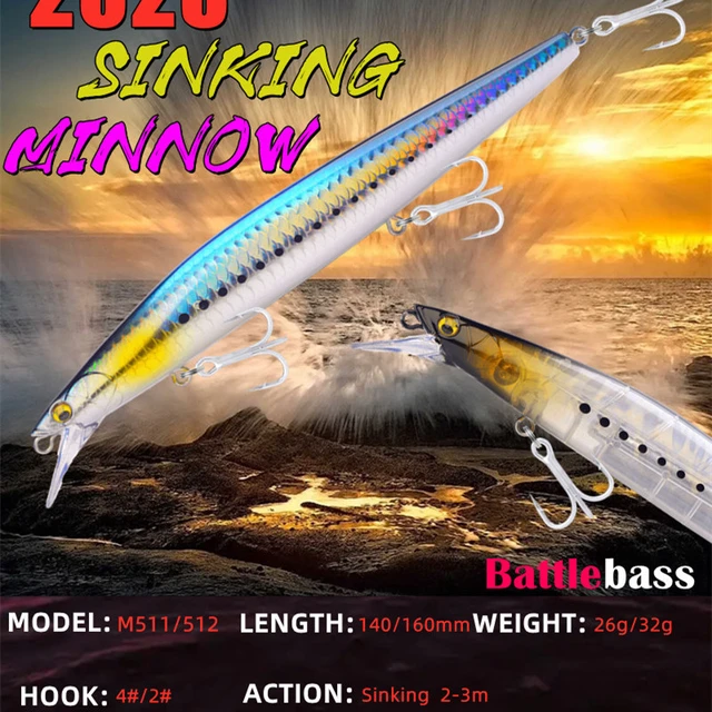 High Quality 110mm 26g Sinking Minnow ABS Plastic Fishing Lure