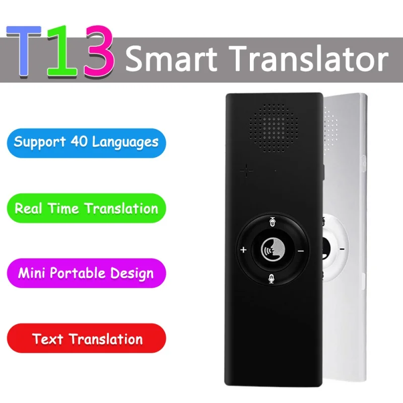 

Real Time Intelligent Two-Way Instant Voice Translator simultaneo 40 Languages Travel Business Speech Smart Translation T13