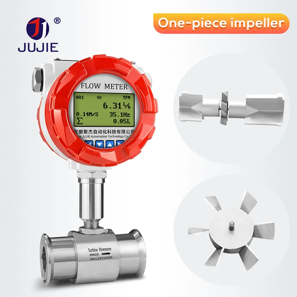 Digital Turbine Flow Meter 1 2 Inch RS485 Pulse Clean Liquid Water Milk Hydraulic Oil Flow Meter LCD Display