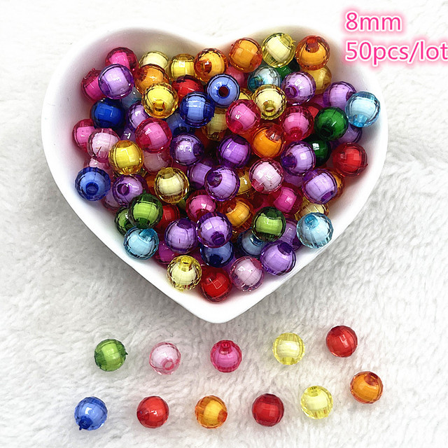 6mm--10mm Color Mixing Round Charms Acrylic Beads Loose Spacer Beads for Jewelry Makeing DIY Handmade Bracelet Accessories