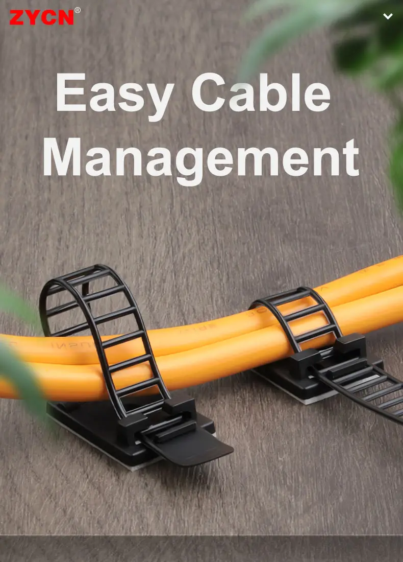 Description Picture 2 of item20PCS Adjustable Strap Holder Self Adhesive Plastic Network Wire Power Cord For Car Cable Tie Clip Stair Clamp S/M/L Organizer