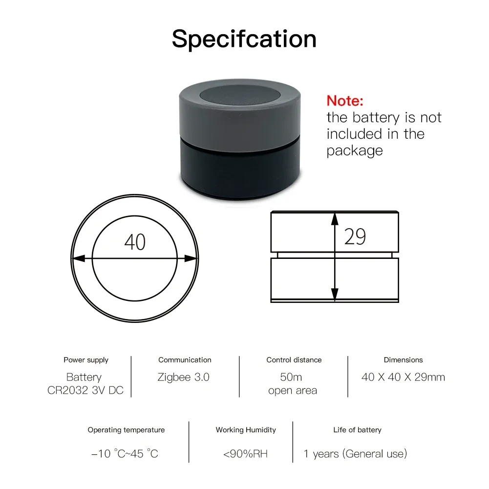 Smart Switch Tuya ZigBee Smart Knob Switch Wireless Scene Switch Button Controller Battery Powered Automation Scenario Smart Life App