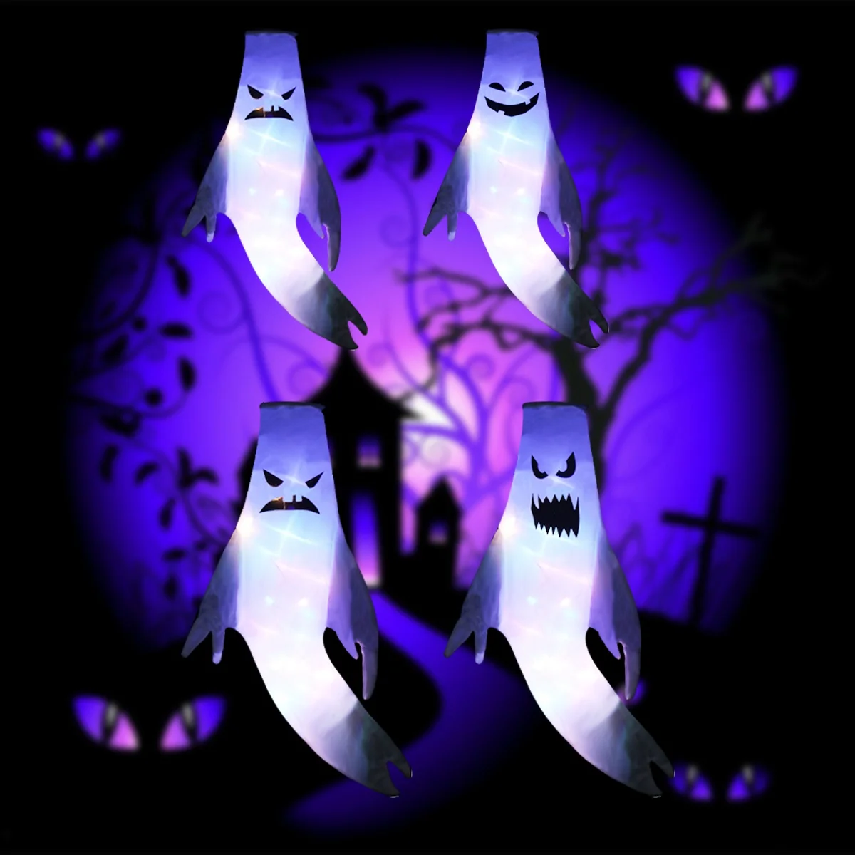 Big Size Led Halloween Outdoor Light Battery Power Scheletro Ghost Horror Smorfia Incandescente Puntelli Per Feste Decorazione Di Halloween