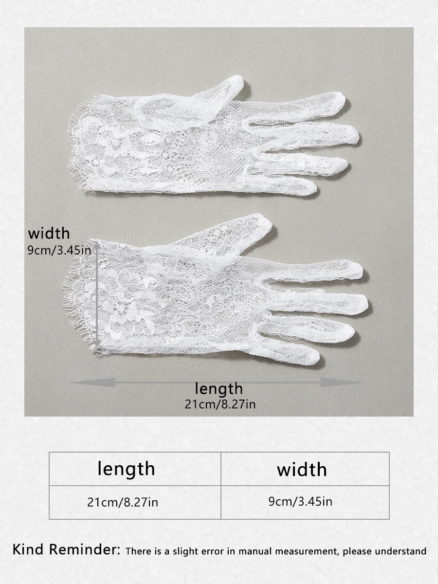 High Quality White Short Lace Hollow Tulle Gloves All Finger Women's Wedding Dress Party Accessories