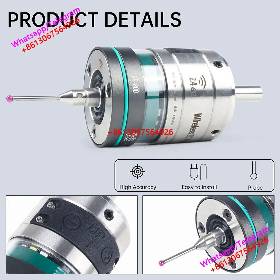 GP-800 2025 최신 2.4G 무선 프로브 툴 (CNC 머시닝센터용) 3D 엣지 파인더 센터링 로드 교체 (렌이쇼, 마롭스 호환)