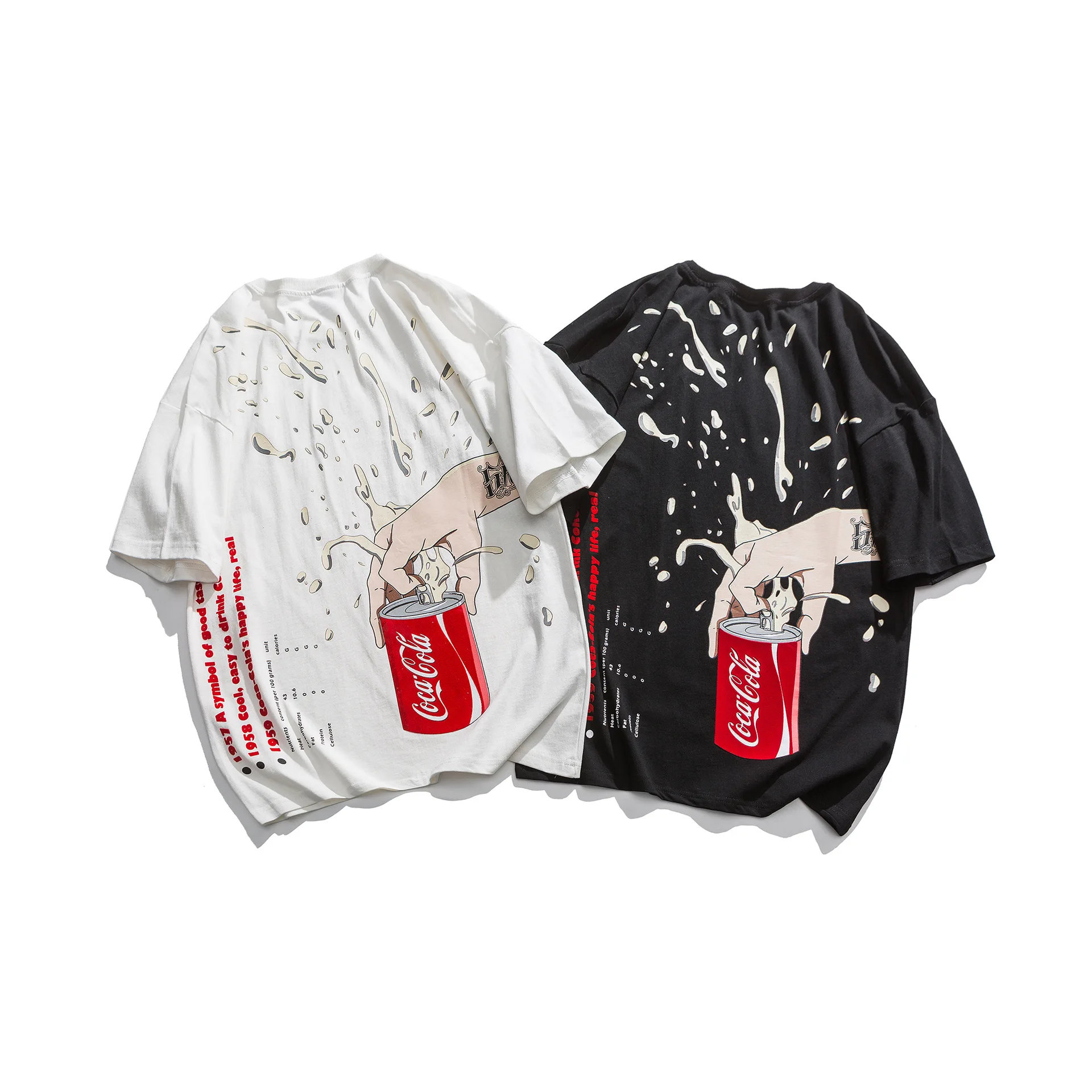 

Summer Spoof Cola Printed Short Sleeve T-shirt Men's European and American Fashion Brand Loose 2021 Japanese Couple Tshirt
