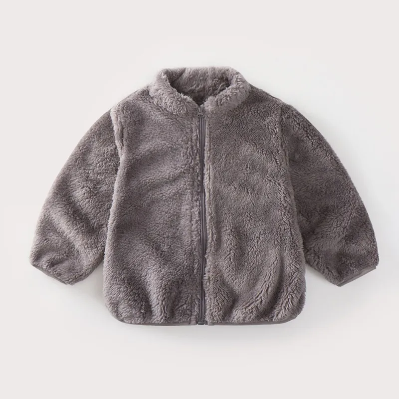 Solid Color Fashion Children Plush Coat Autumn Winter Warm