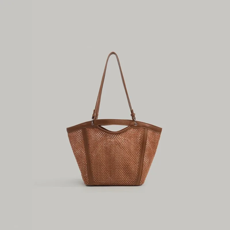 2025 Summer New Large Capacity Straw Weaving Bag Women's Lazy Style Underarm Single Shoulder Bag Fashionable Handbag