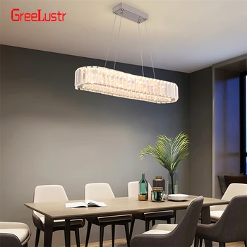 Crystal Oval Desig Led Chandelier Modern Large Crystal Pendant Hanging Light Fixtures For Living Room Bedroom Ceiling Lustres 5