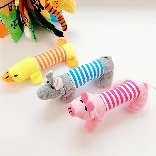 Cute Pet Dog Cat Plush Squeak Sound Dog Toys Funny Fleece Durability Chew Molar Toy Fit for All Pets Elephant Duck Pig 4