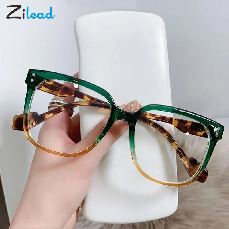 Zilead Anti Blue Light Reading Glasses Fashion Transparent HD Big Frame Presbyopic Eyeglasses Women Men Read Farsighted Eyewear