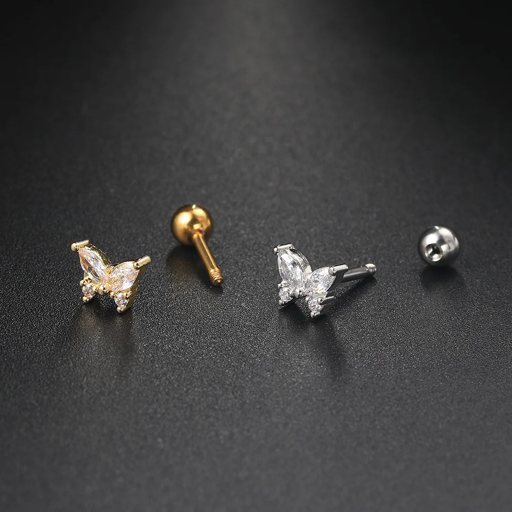 Helix Ohr gefälschte Piercing Ohrringe für Frauen zierliche Schmetterling Blume Zirkon Turm Tragus Orbital Frauen Ohrring Accessoires Schmuck – Detail 7