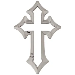Dual - Tone Silver Cross Keychain: Irregular Lobster Clasp Bag Charm & Streetwear Styling Accessory (Vintage Silvery)