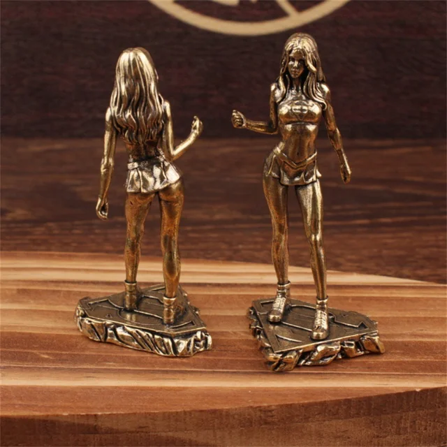 Petite fée/rétro en laiton défilé de mode beauté ornements de bureau Figure en métal Sculpture salon décoration de la maison cadeau 1