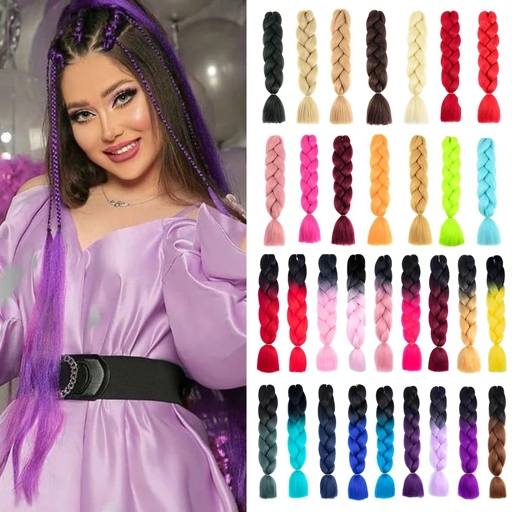 Jumbo Braids Extensions Synthetic Braiding Hair Afro Ombre Color kanekalon 24 Inch for Women Braid