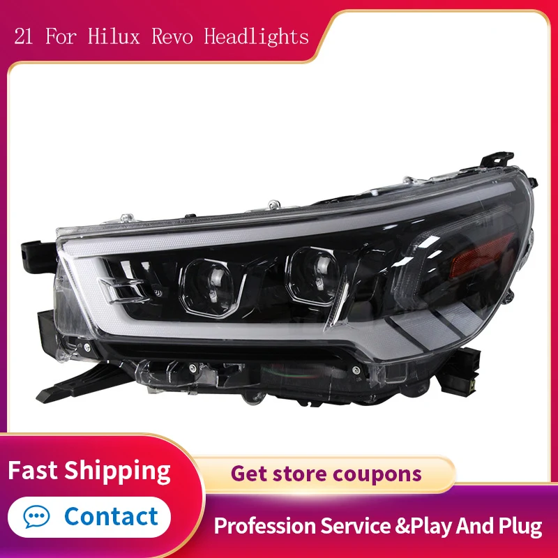 

1 Pair Car Full LED Headlights Fit For Hilux Revo 2021 Head Lamp LED Bi-Lens Dynamic Turn Signal Accessories