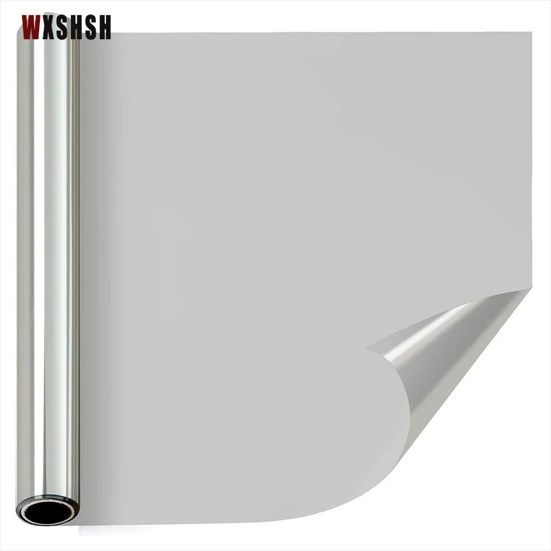 Heat Control Privacy Window Film Mirror Sticker Self Adhesive Solar Control Anti-Glare Insulation UV-Proof 90cm Width Gem Silve