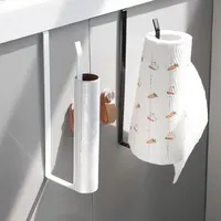 Paper Roll Holder Towel Rack Cling Film Storage Rack Bathroom No Punching Storage Rack Hanging Shelf Kitchen Tissue Accessories 3
