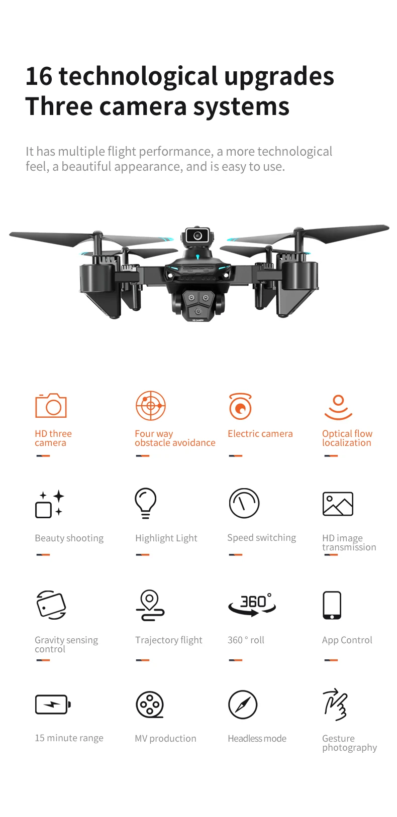 New KY605S Drone 4K Wide Angle Professinal With Three Camera Optical Flow Localization 360° Obstacle Avoidance RC Quadcopter