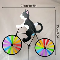 Animal Riding Three-dimensional Cartoon Modelling Windmill Creative Bicycle Wind Spinners Standing Pole Garden Yard Decoration 6
