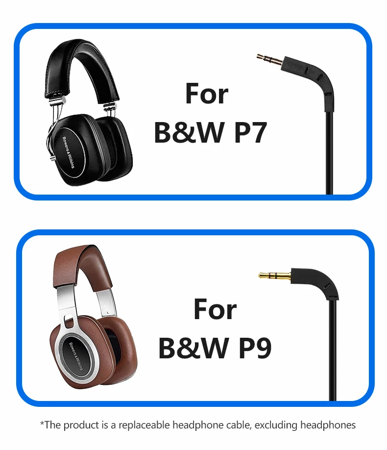 For B&W P7 P9 Earphones Replaceable Lightning to P7 P9 Upgrade Cable
