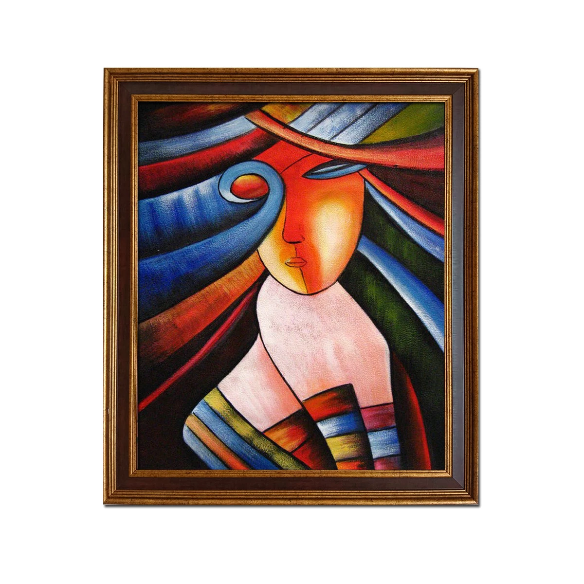 

Golden Framed-Hand Painted Oil Painting Figures Abstract Reproduction on Canvas Wall Art Modern Home Decor