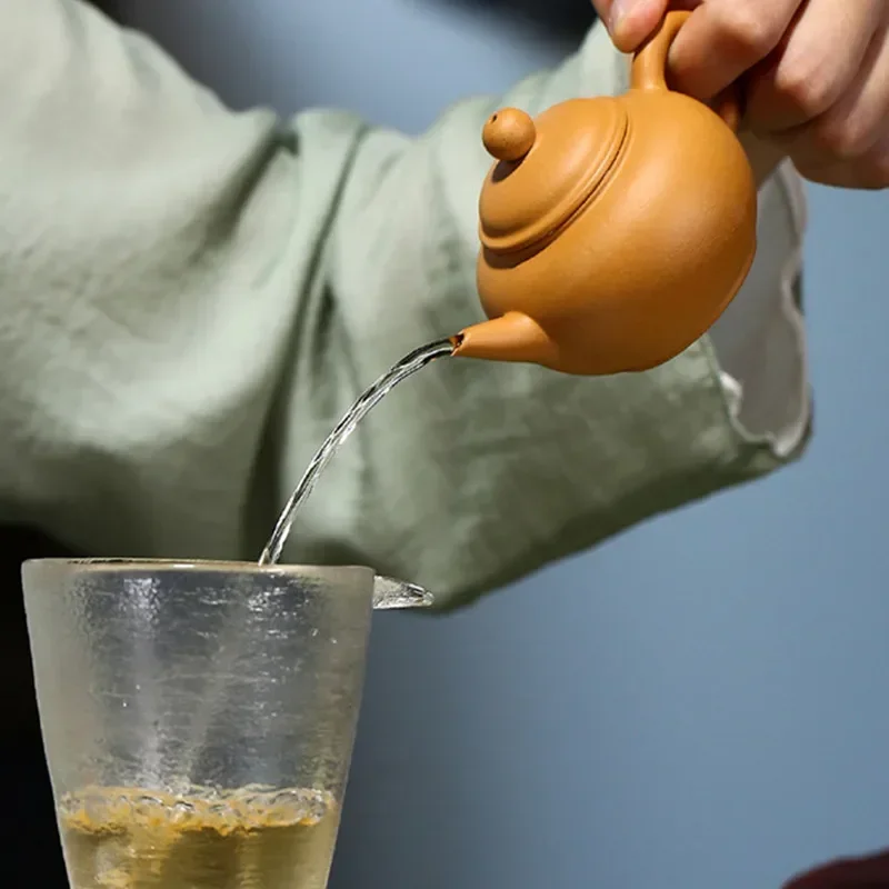 Purple Clay Teapot 100ml Chinese Yixing Purple Clay Teapot Raw Ore Section Mud Home Tea Pot Ball Hole Filtration Zisha Kettle Handmade Tea Set