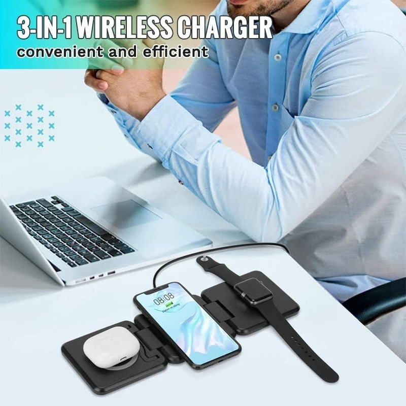 2/3 in 1 Foldable Magnetic Wireless Charger Silicone 9V 1500mA Charger For Apple Android Phone Watch/AirPod Devices Safe Elegant apple magsafe duo charger