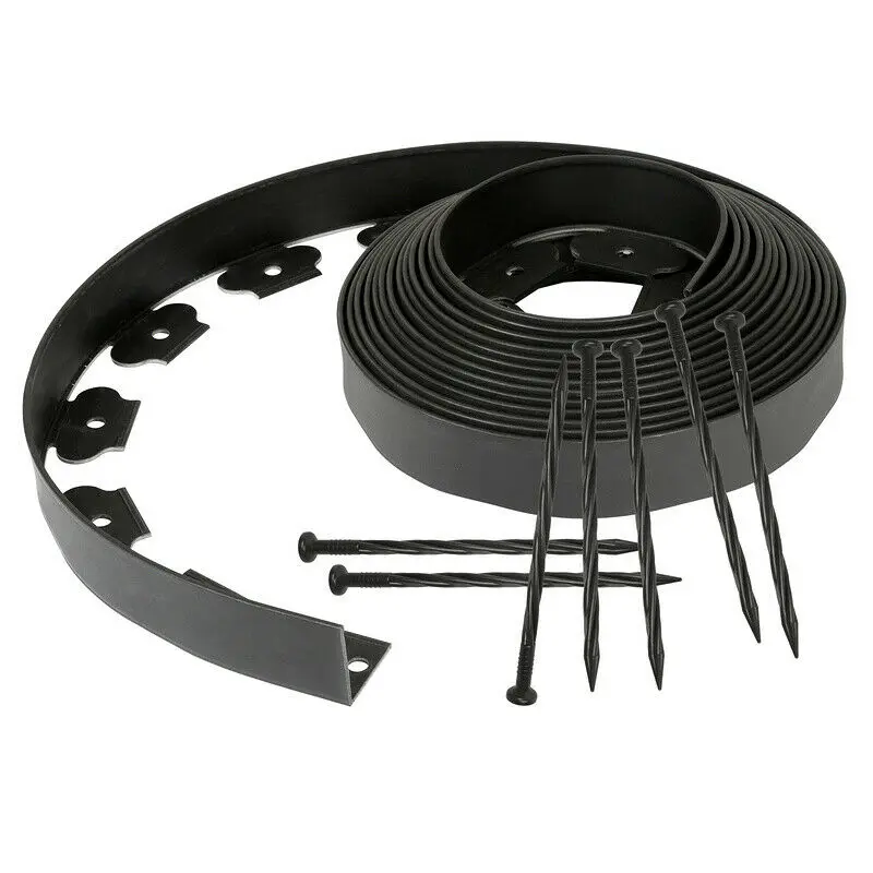 Landscape Edging 60ft Length No Digging Garden Edging Kit Include 54 Spikes, Premium Yard Edging Fence PE Carton Plastic BSCI 2