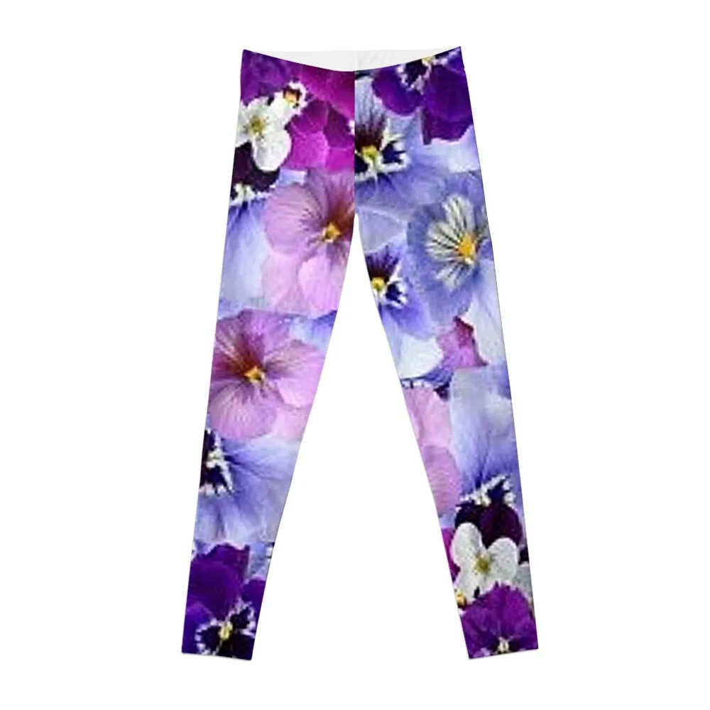 

SPRING PURPLE PANSY GARDEN ABSTRACT ART Leggings Leginsy push up sports tennis for Womens Leggings