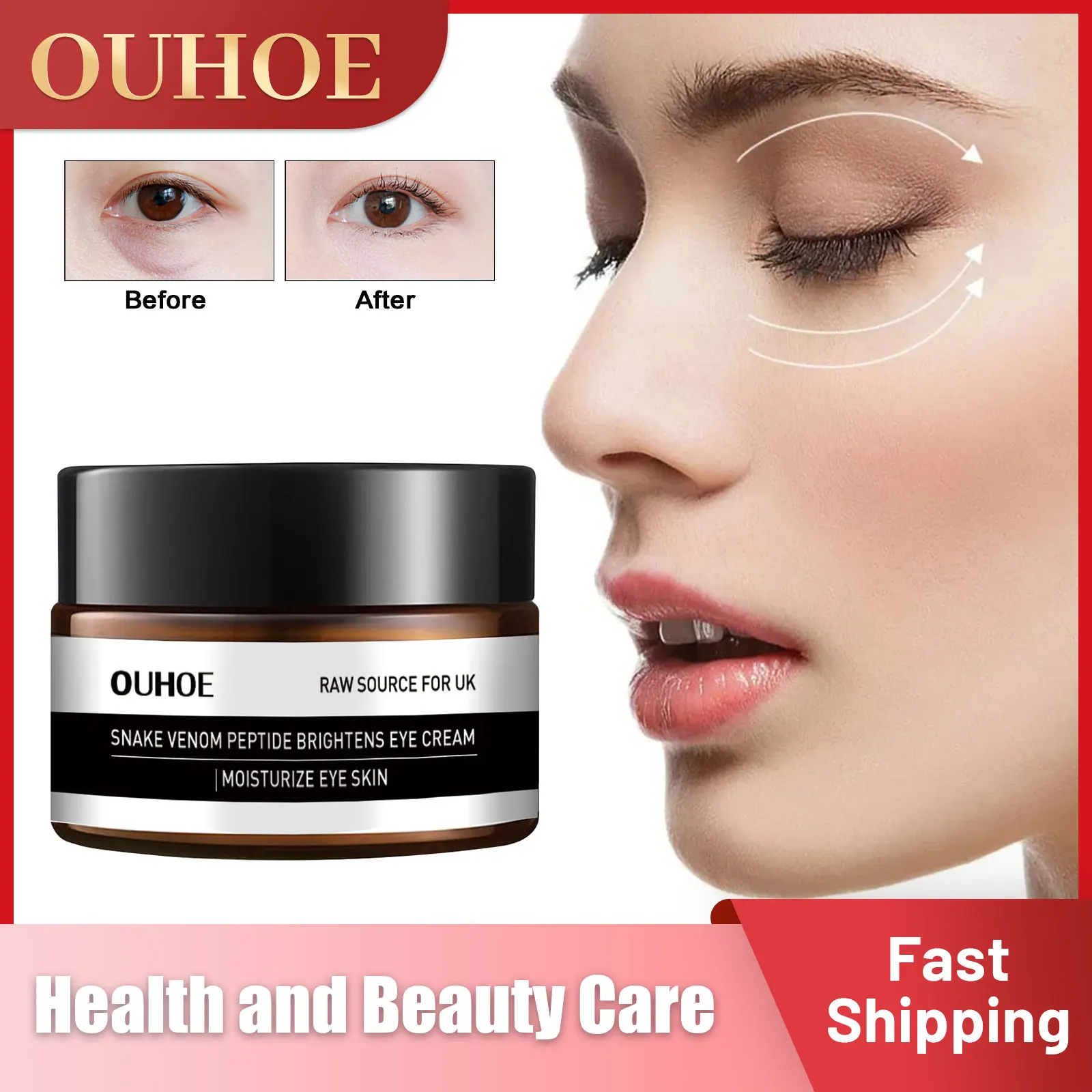 Snake Venom Peptide Eye Cream Anti Wrinkle Whitening Moisturizing Dark Circles Removal Fade Eye Bag Puffiness Lift Firm Eye Care