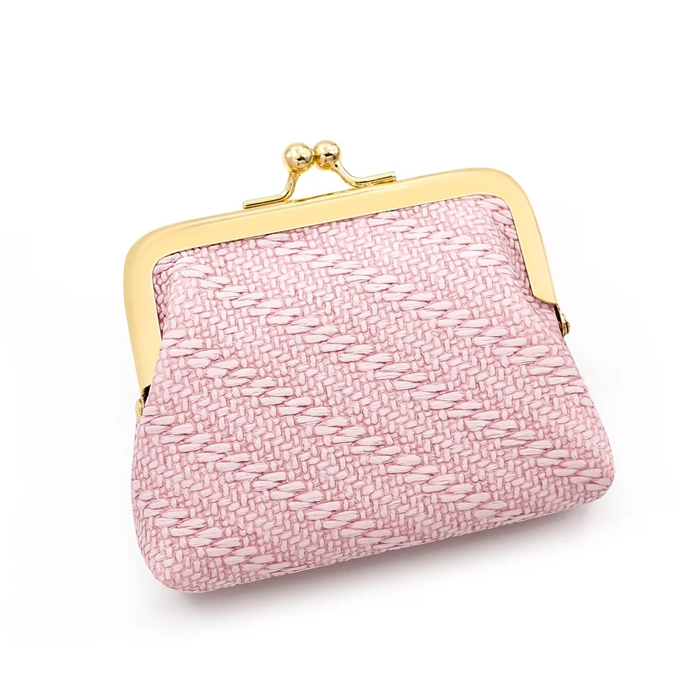 Portable Knitted Style Change Card Bags Handheld Bag Retro Multi Color Multi Functional Iron Frame Storage Clip Bag Earphone Bag